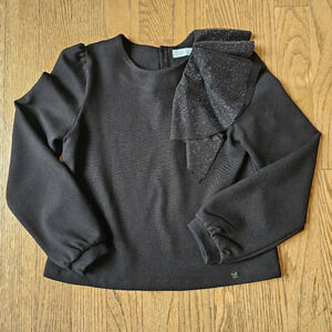 Abel & Lula black party Holidays top frill applique girls size 6